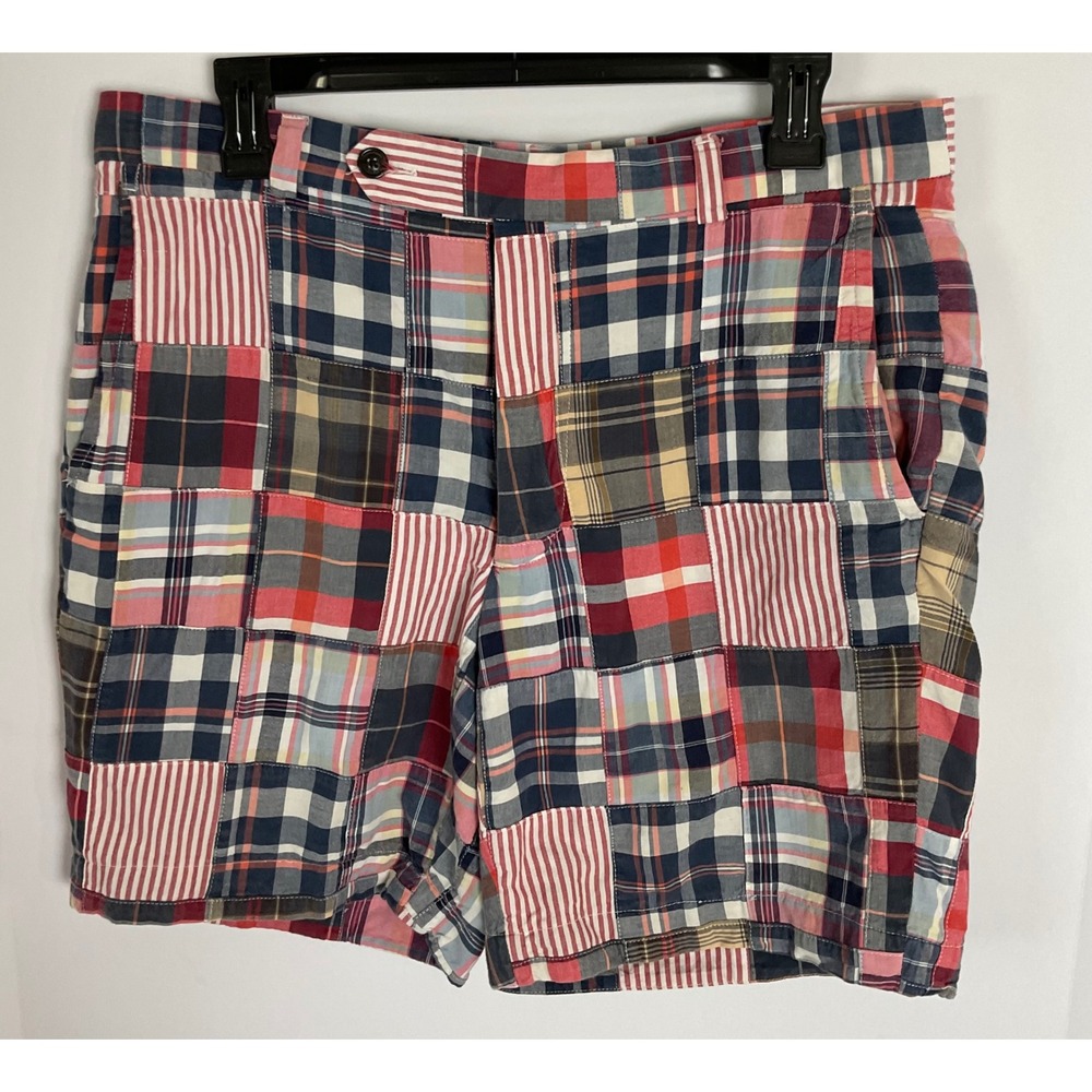 Brooks Brothers Mens 34R Patchwork Madras Bermuda Shorts Multicolor Plaid Cotton